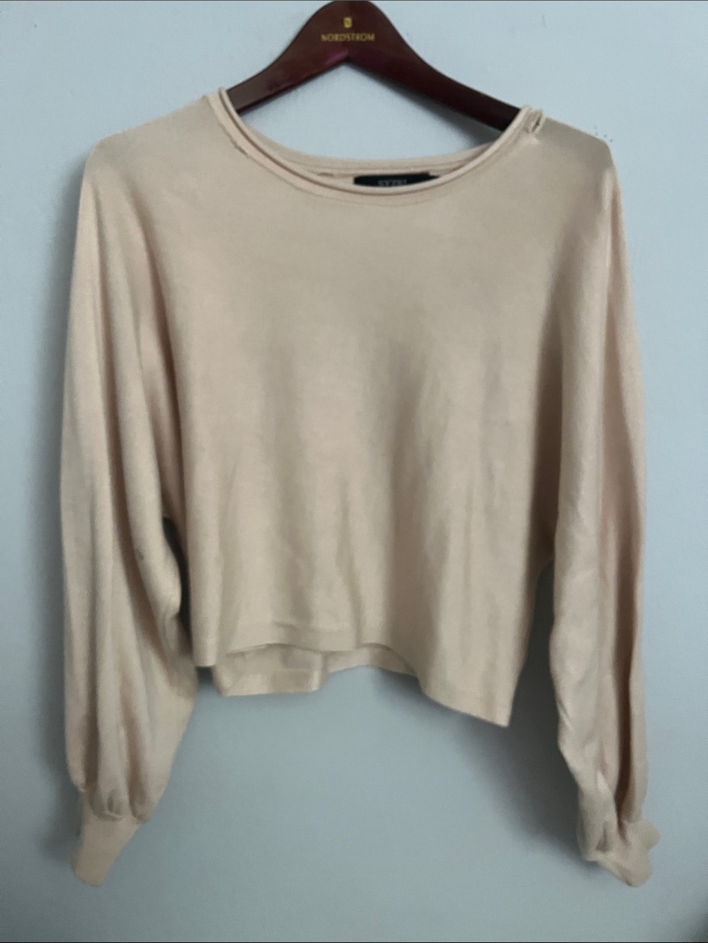 Light Cream Cropped Crewneck Sweatshirt - Unknown Brand